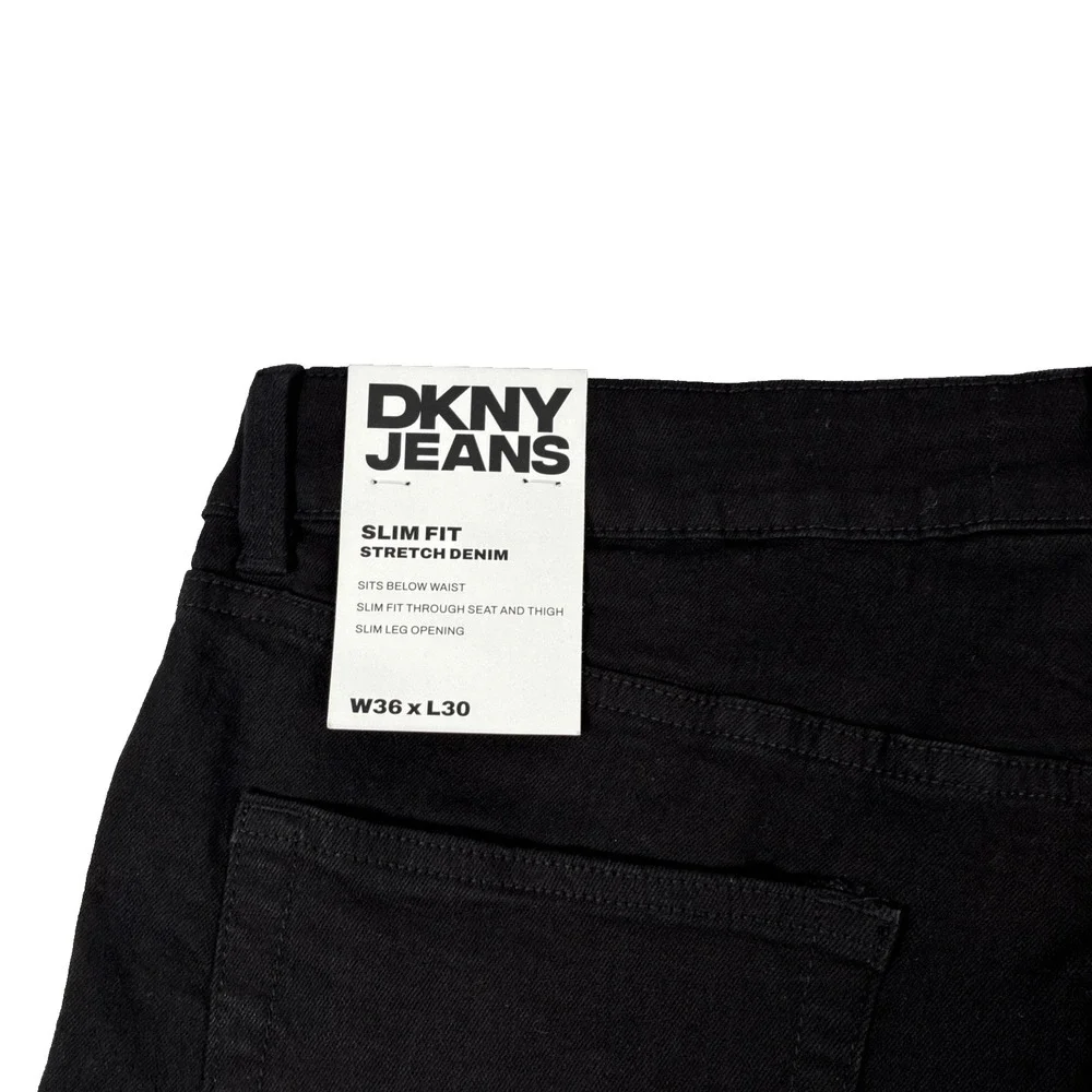 New Mens DKNY Jeans Bedford Slim Black Denim Size 36x30 NWT $79